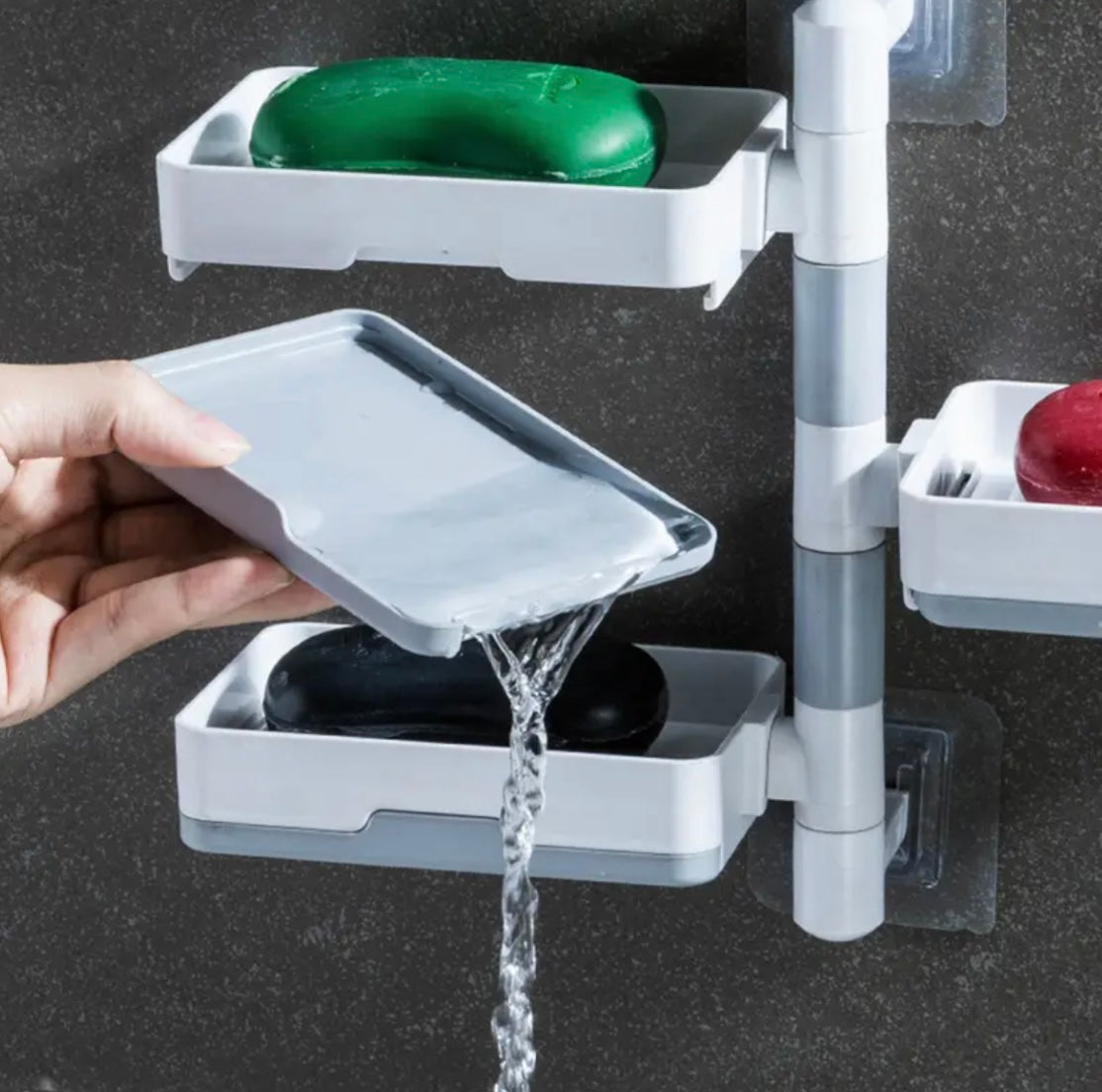 Jabonera Giratoria de Pared 3 en 1 | Organizador de Ducha sin Taladro