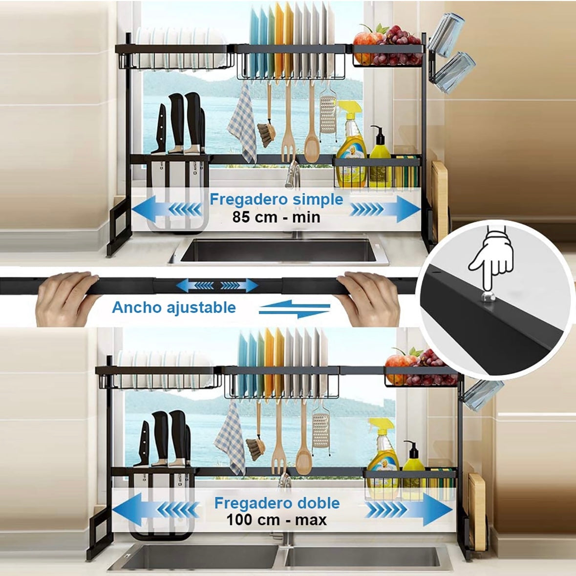 Escurridor de Platos Sobre Fregadero | Organizador de Cocina de Acero Inoxidable