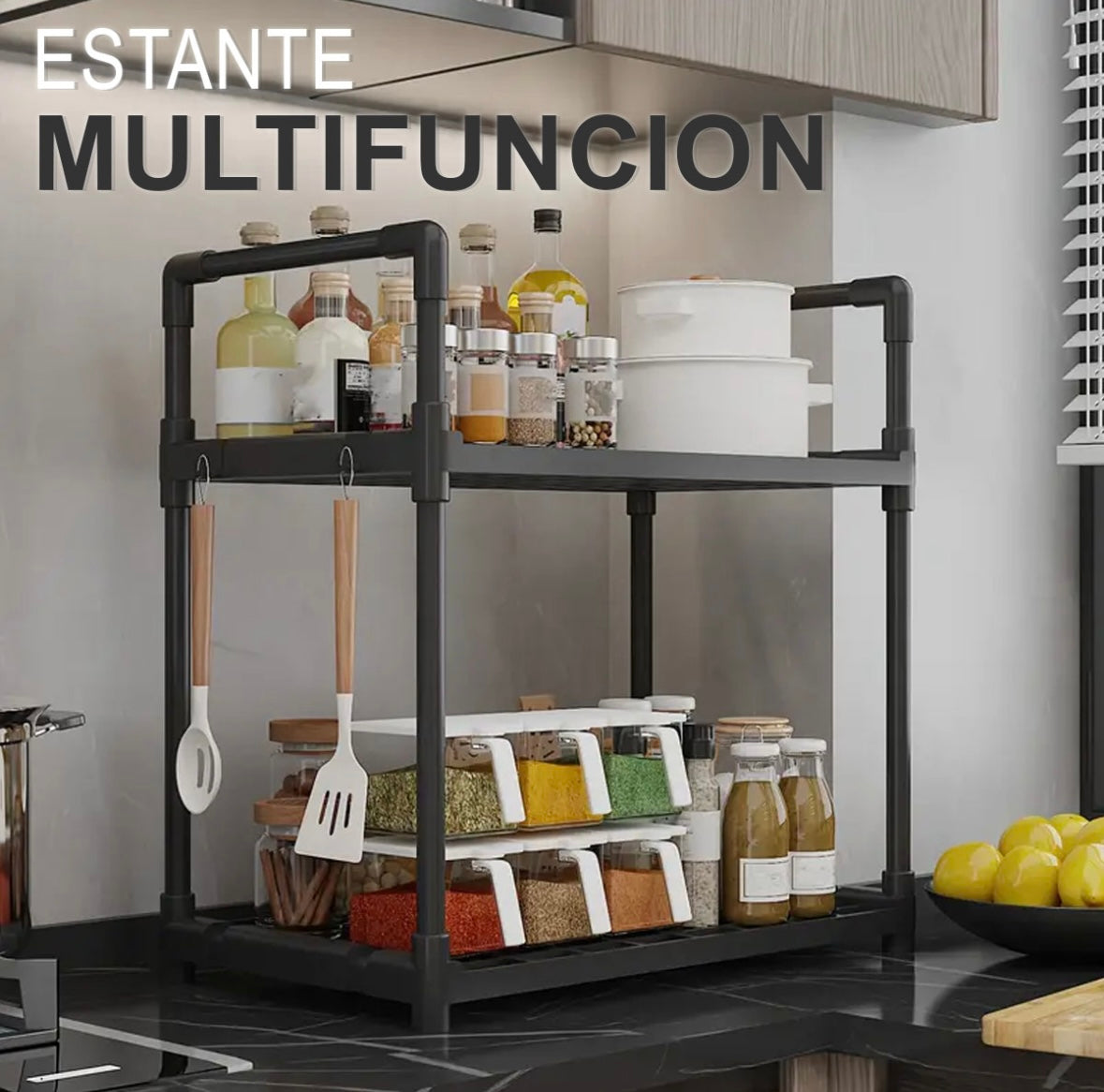 Estante Organizador de Cocina y Baño de 2 Niveles | Multiusos y Antideslizante