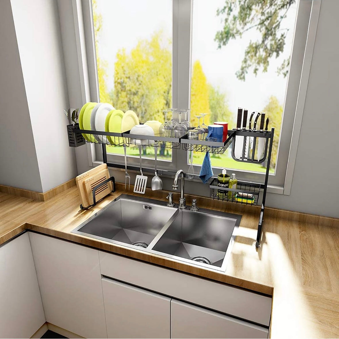 Escurridor de Platos Sobre Fregadero | Organizador de Cocina de Acero Inoxidable
