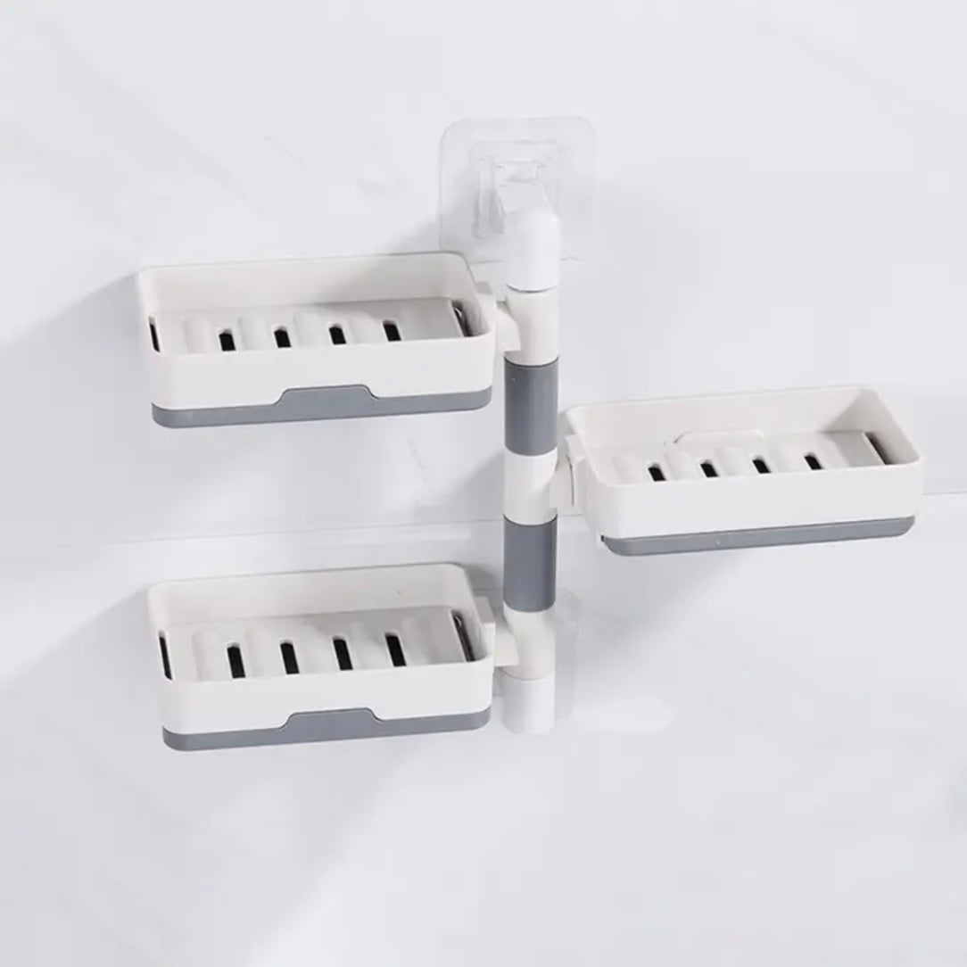 Jabonera Giratoria de Pared 3 en 1 | Organizador de Ducha sin Taladro