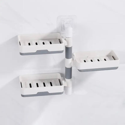 Jabonera Giratoria de Pared 3 en 1 | Organizador de Ducha sin Taladro