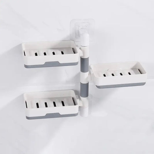 Jabonera Giratoria de Pared 3 en 1 | Organizador de Ducha sin Taladro